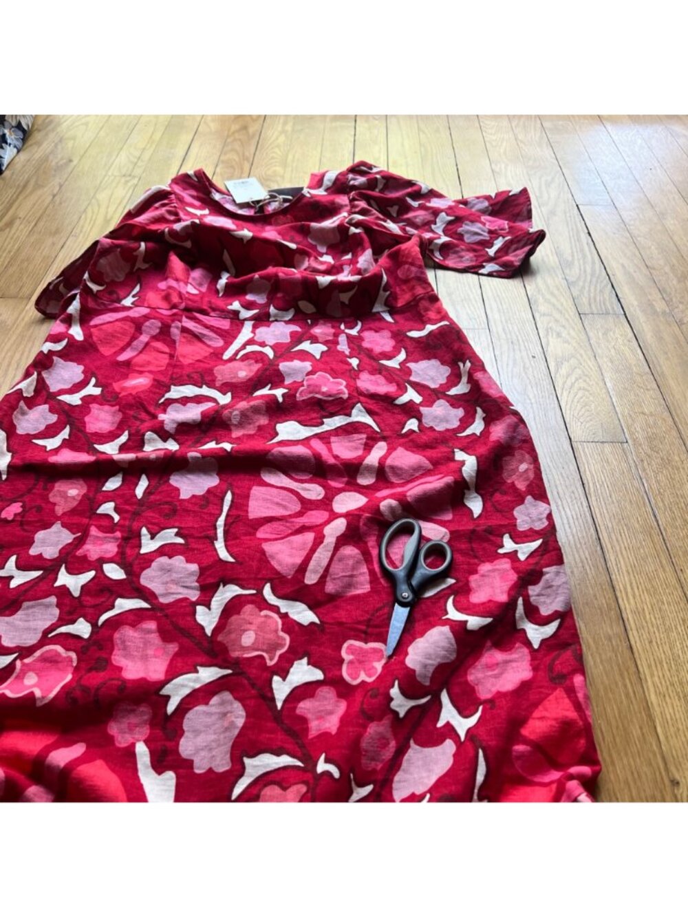 Rhode X Target Size 14 NEW Red Zinnia Floral Print Short Bell Sleeve Midi Dress - Picture 11 of 16